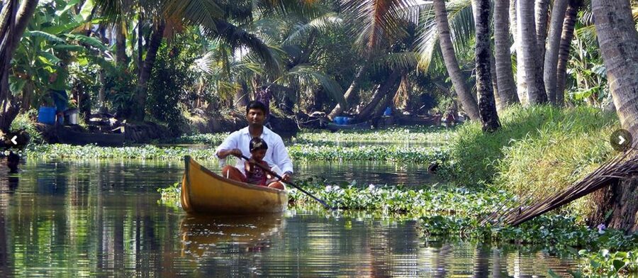 Cochin: Backwater Village Eco Boat Cruise with Lunch - Lunch on banana leaf: vegetarian comfort, Kerala style