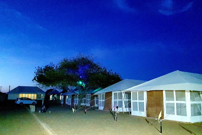 Desert Tour with Camel Safari, jeep safari - accommodation in luxury Swiss tent - Campfire music, dinner, and sleeping in a Swiss tent (without mixed groups)