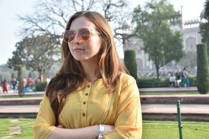 From Delhi: Taj Mahal Sunrise Tour w/ Elephant Conservation - Entering the sunrise Taj Mahal experience with real time and a guide