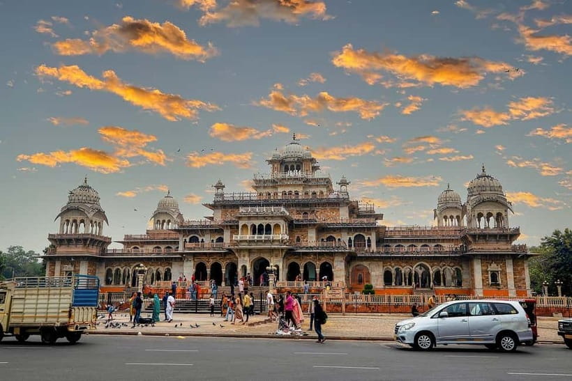 Jaipur: Private Evening Tour with Monkey Temple Sunset - Hawa Mahal illuminated: seeing the honeycomb lattice at night