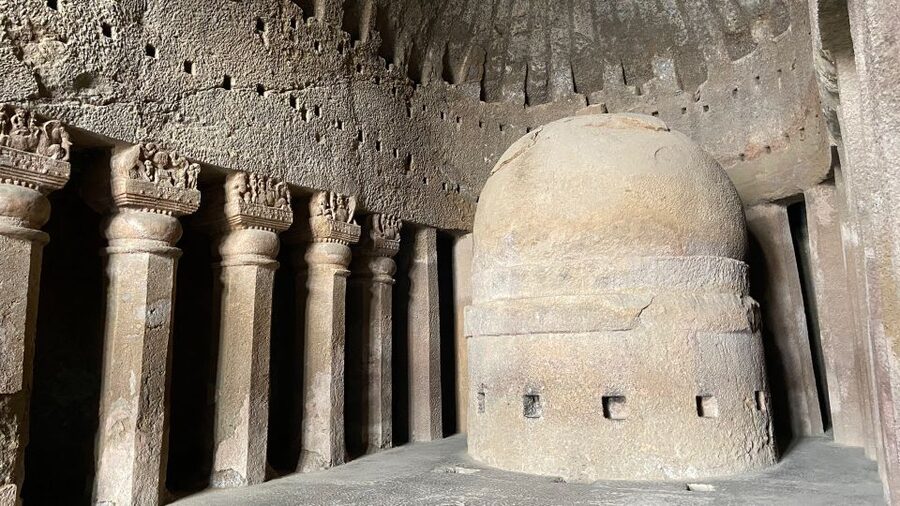 Mumbai: Kanheri Caves and The Golden Pagoda Temple - The Golden Vipassana Pagoda: a golden dome, a meditation hall, and summit views