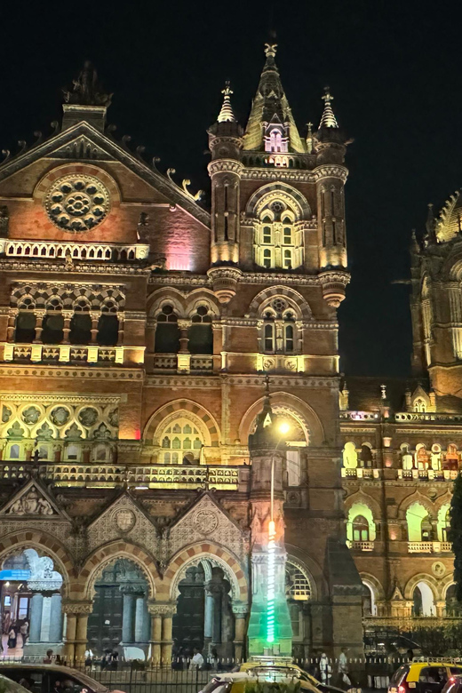 Mumbai Night Lights & Iconic Sights Tour - Chhatrapati Shivaji Maharaj Terminus at night, UNESCO in full costume